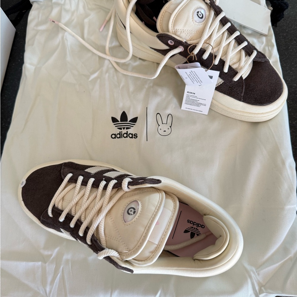 Adidas Men's Cream and Brown Sneakers